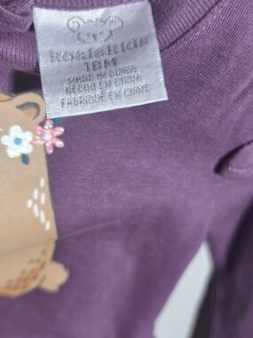 Koala Kids Purple Girls' Long Sleeve Top with Bear Graphic - 18M